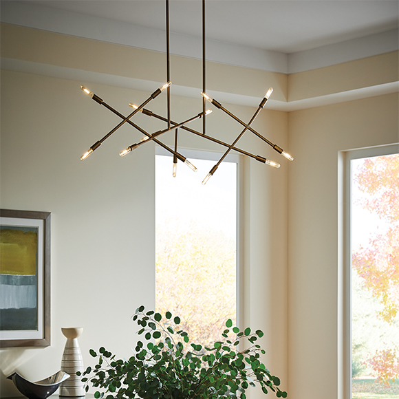 LineWave2_DiningRoom.jpg Line Wave 2 est une suspension linéaire à la forme asymétrique ornée de 12 ampoules Del, qui habillent gracieusement l'espace de leur lumières chaleureuse.