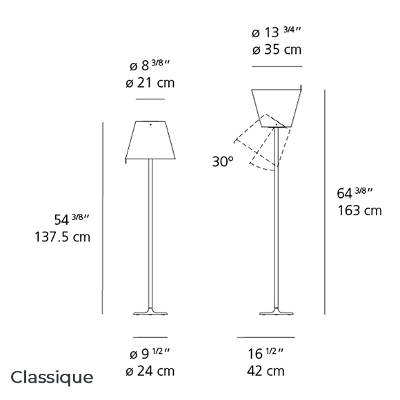 Melampo Artemide lampe de plancher Classique dimensions