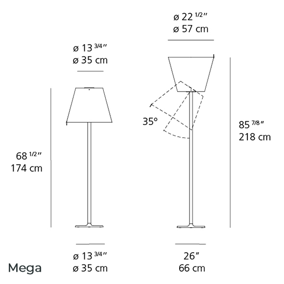 Melampo Artemide lampe de plancher Mega dimensions
