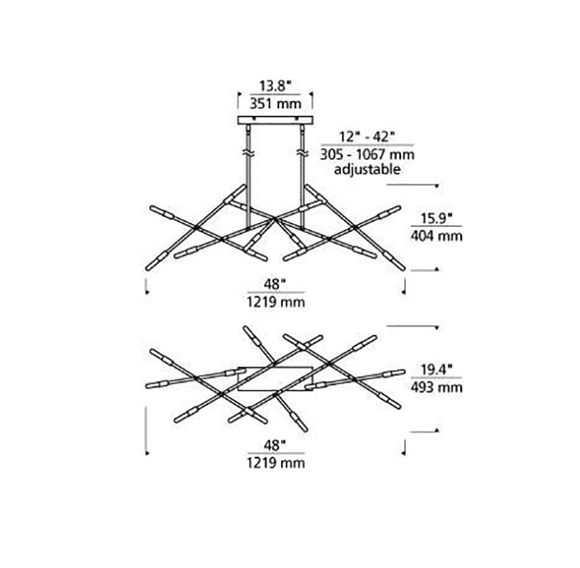 Line Wave 2 suspension linéaire dimensions