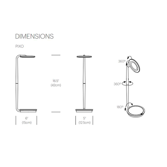 Pixo lampe de table Pablo Design dimensions