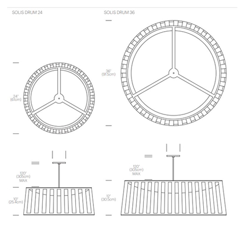 Solis Drum luminaire suspendu Pablo Design dimensions