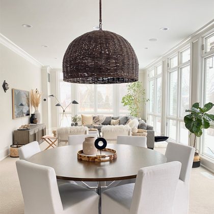 Huxley luminaire suspendu rotin style farmhouse