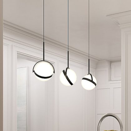 Globo Lineaire Suspension Triple Black Gold