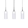 Stylo, Mini suspension LED avec abat-jour en verre clair reposant sur une sphère blanche en acrylique opalin, offerte en noir, argent brossé ou chrome. Stylo, Mini suspension LED avec abat-jour en verre clair reposant sur une sphère blanche en acrylique opalin, offerte en noir, argent brossé ou chrome.