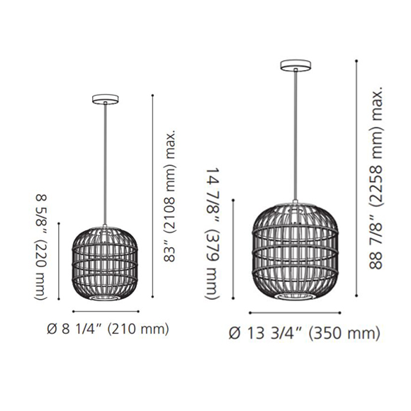 Bordesley suspension en bois osier bambou